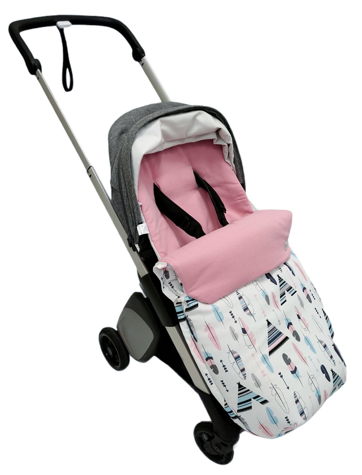 Spezifisch Fußsack für Kinderwagen oder Buggy kompatibel mit Bugaboo Ant. Tipis und Federn Gepuderte Rosa