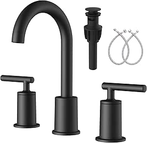 VXV 3 Hole Bathroom Faucet Matte Black, Widespread 8 inch Bath Sink ...