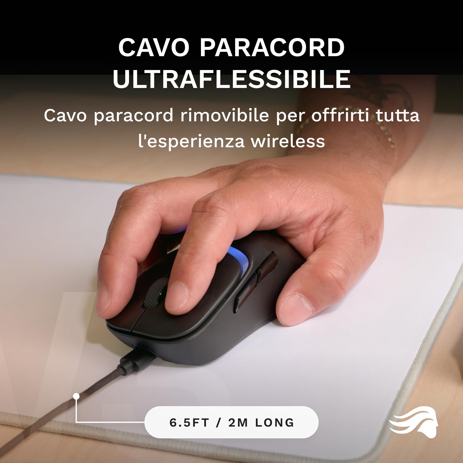 GLORIOUS Gaming - Model D3 Mouse da Gaming cablato: Ultraleggero (57 g), Switch ottici da 130M di clic, sensore BAMF 3.0 30K DPI, tracciamento 750 IPS, accelerazione 50 G, per Ogni Impugnatura - Nero