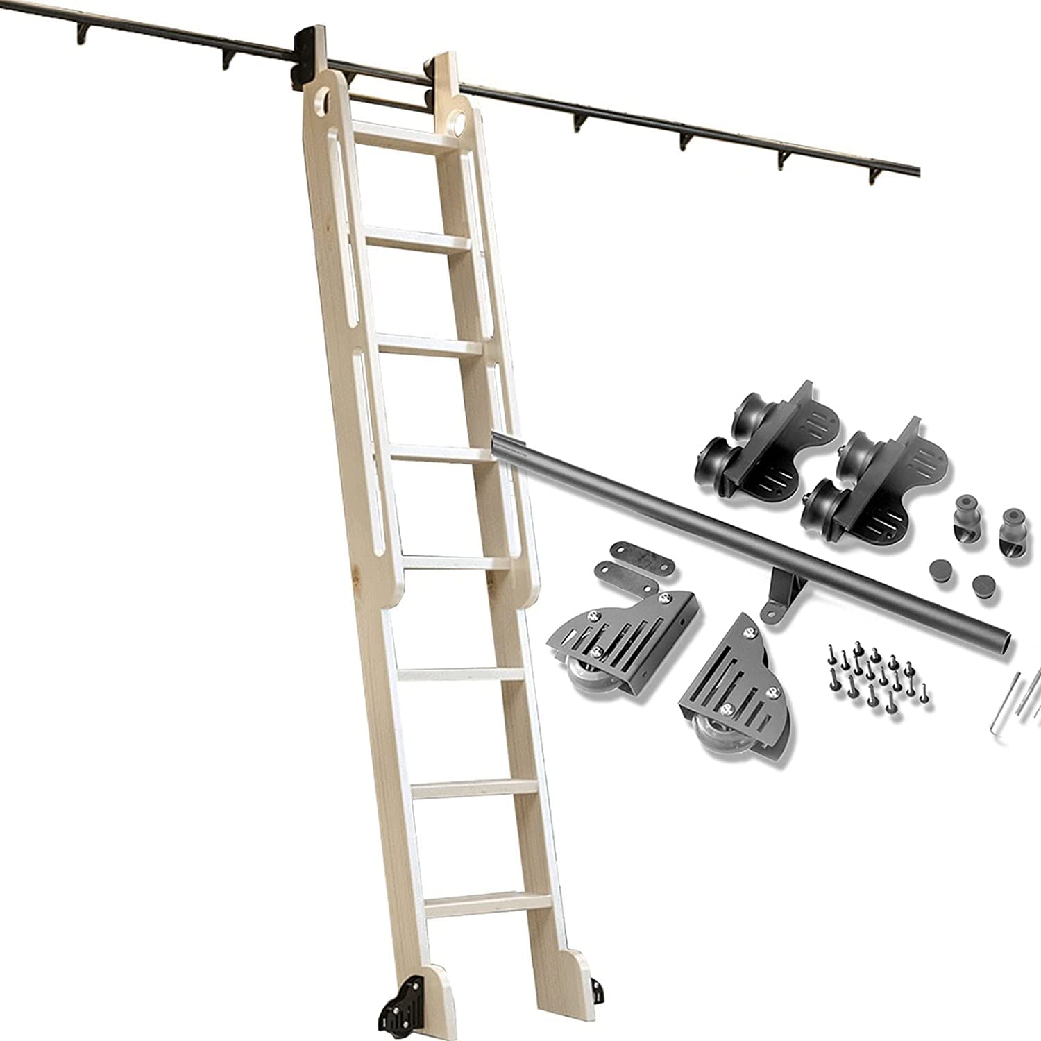 Kit de matériel pour échelle roulante avec rail d'extension de quincaillerie