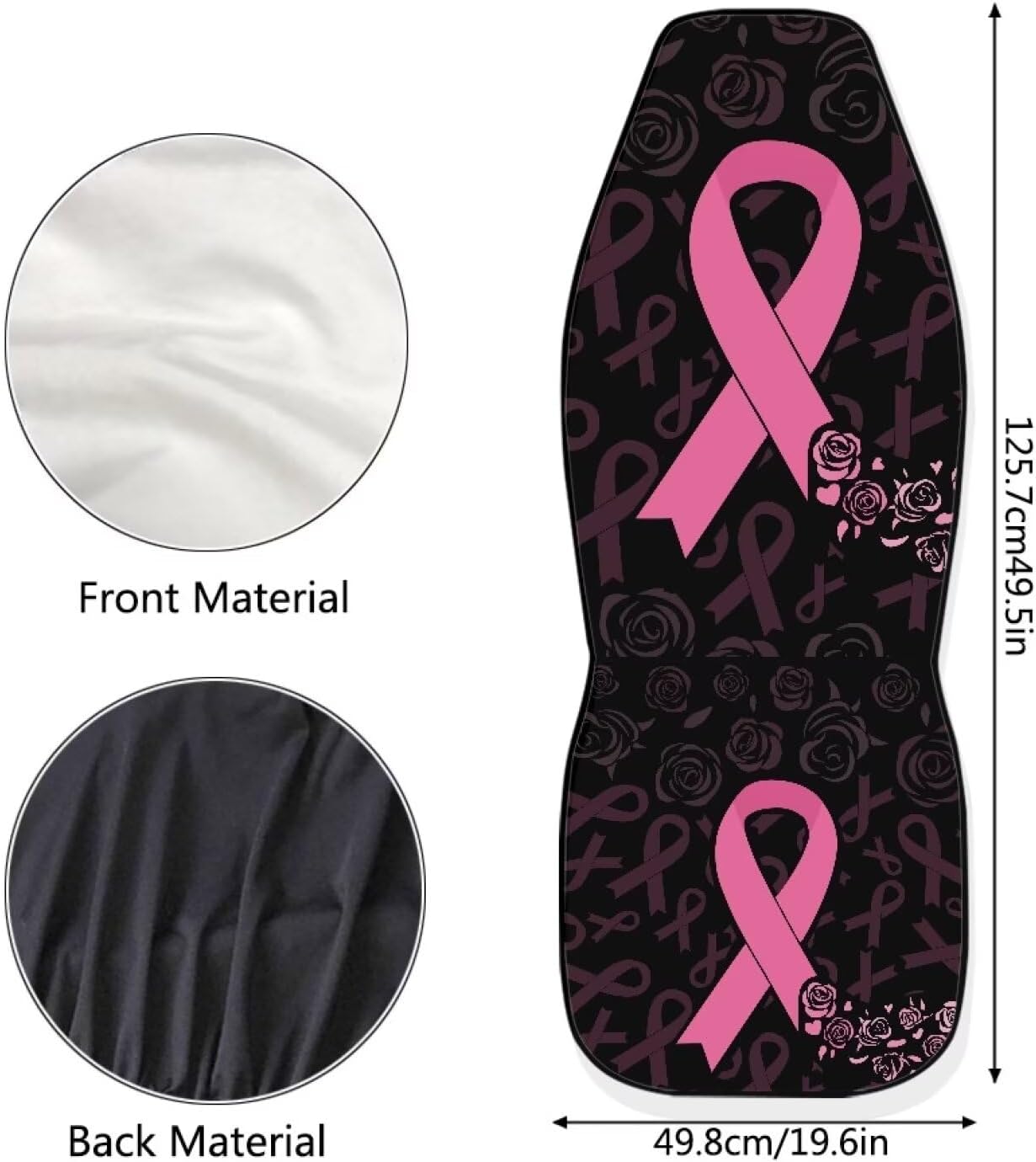 Bulopur Pink Breast Cancer Rose Car Seat Covers Sets of 2 Vehicle Front Seat Cushions Automobile Seat Protector Car Seat Pad Mat Auto Interior Protection for Women Men, Non-Slip Easy to Install
