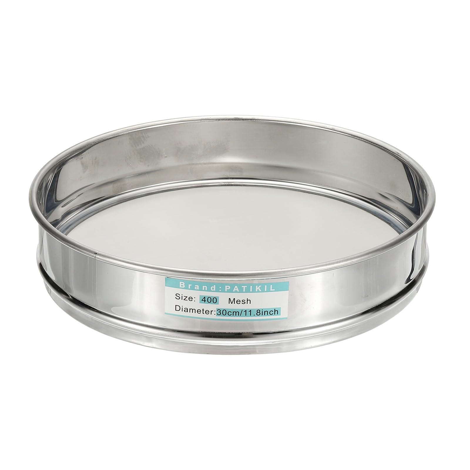 PATIKIL Tamiz De Laboratorio De 400 Mallas (0.0385mm), Diámetro De 11.8" (30cm), Malla Fina De Tela De Alambre De Acero Inoxidable 304 Para Cernidor De Suelo Industrial