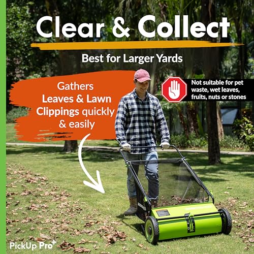 Image of Pickup Pro XL Garden Sweeper - Manual Leaf & Grass Push Lawn Sweeper (Pickup Pro Max)