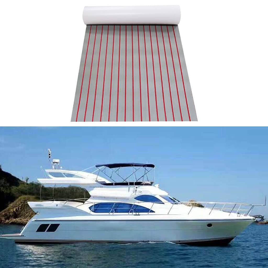 Tapete de Cubierta para Barco en EVA Símil Teca Antideslizante Alfombra Esterilla Revestimiento Autoadhesivo 6mm Acolchado Resistente a Tensión Y, 240 x 120 cm