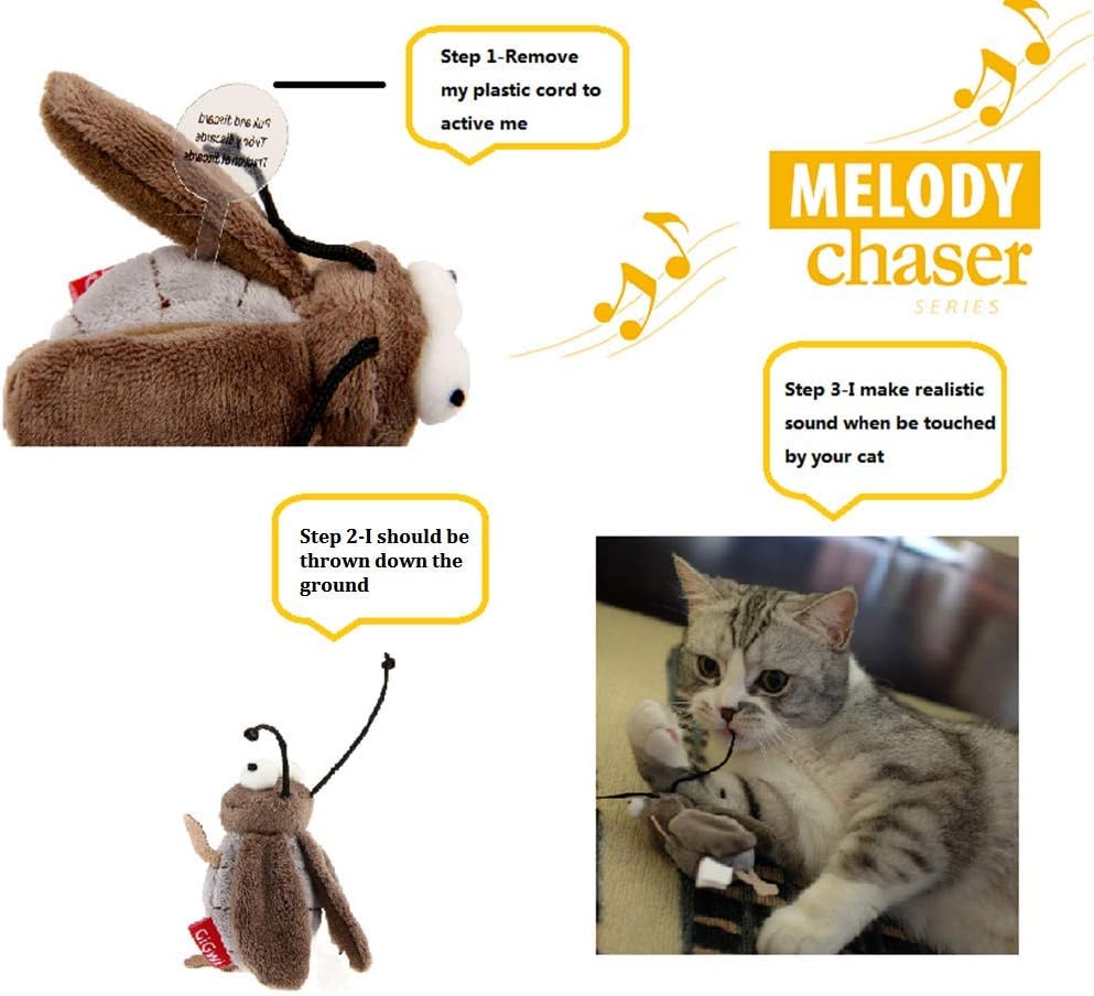 GiGwi Interactive Cat Toys Animal Sound Bird/Cricket/Mouse Interactive Squeaking Cat Toys Melody Chaser& Toys for Cats to Play Alone,Funny Squeak Kitten Toy for Boredom - Image 4