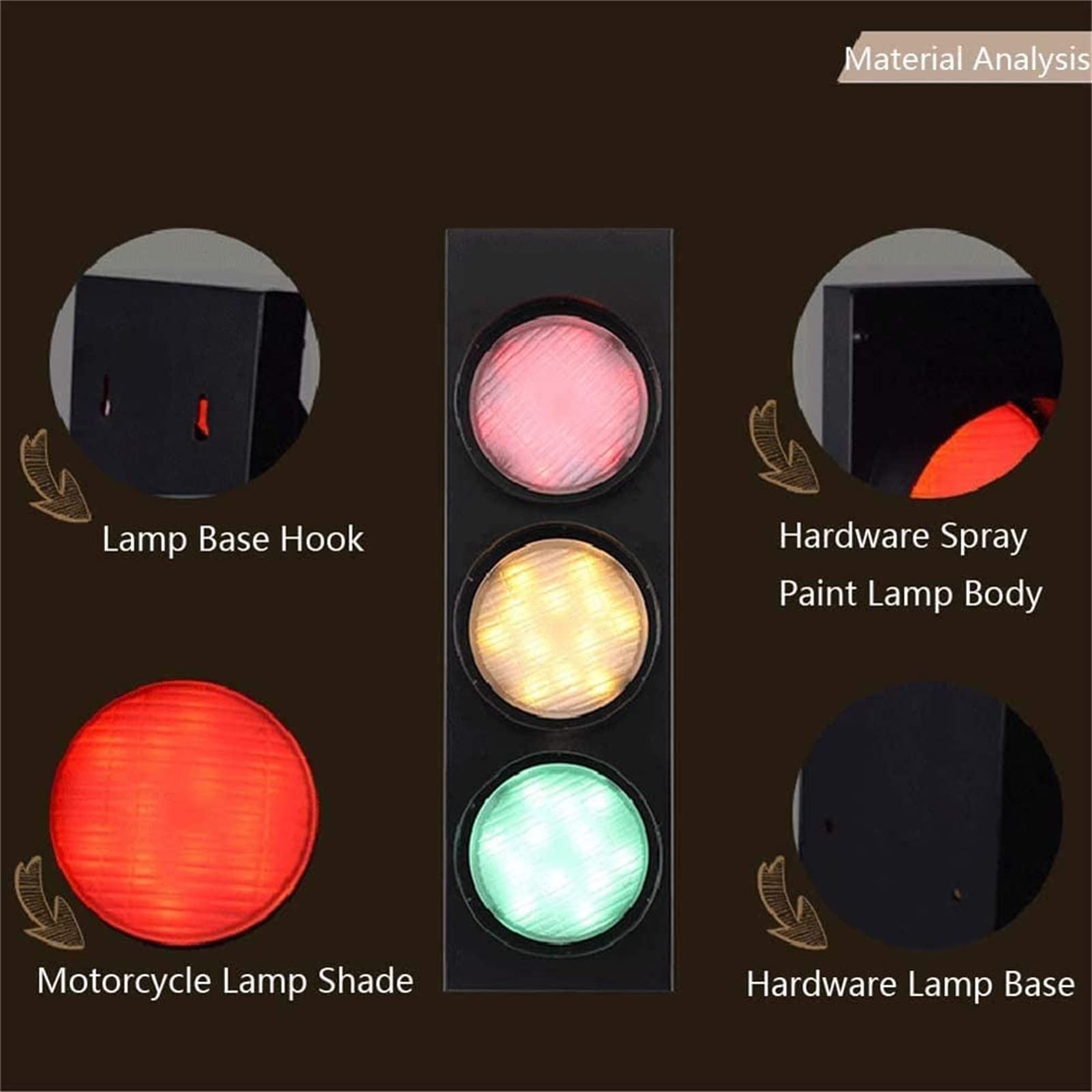 Lampada da parete a semaforo Lampada da parete di sicurezza a LED Lampada da parete verde rossa Segnali creativi per interni Luci Luci da parete industriali retrò Caffetteria Ristorante Bar Lampada