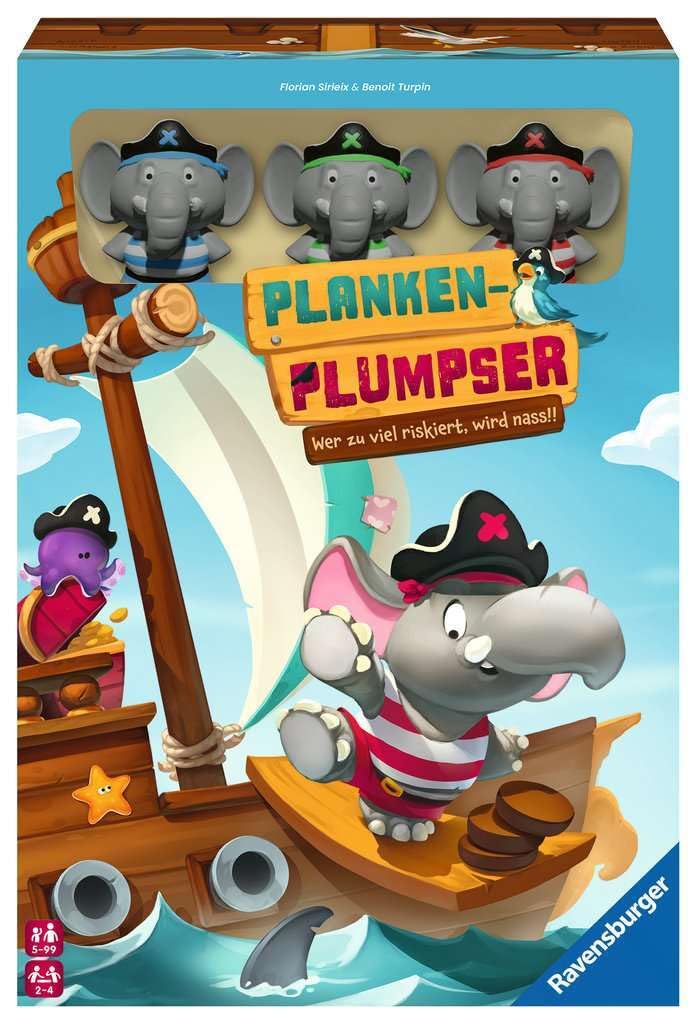 Ravensburger Kinderspiel 22342 - Plank Plumpser - Who Risks Too Much, Gets Wet! - An Exciting Game for 2 to 4 Children from 5 Years