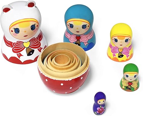Miniatura 12 de GRPSKCOS Muñecas de anidación rusas Matryoshka Muñecas de madera de oso de animales lindos juguetes de Navidad hechos a mano, regalos Set de 5
