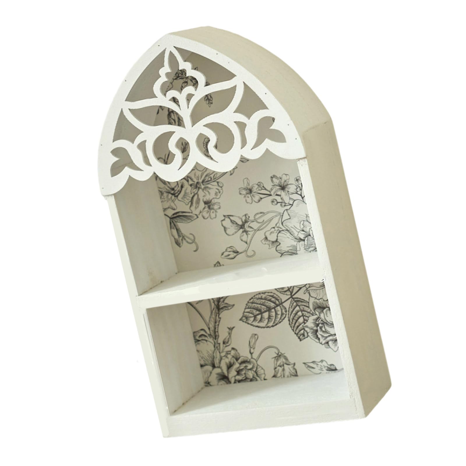 HGENAHGTF French Quatrefoils Floating Shelf with Intricate Carvings MultiTier Wall Mounted Home Decoration Unique Gift Wood Multilayer Wall Shelf