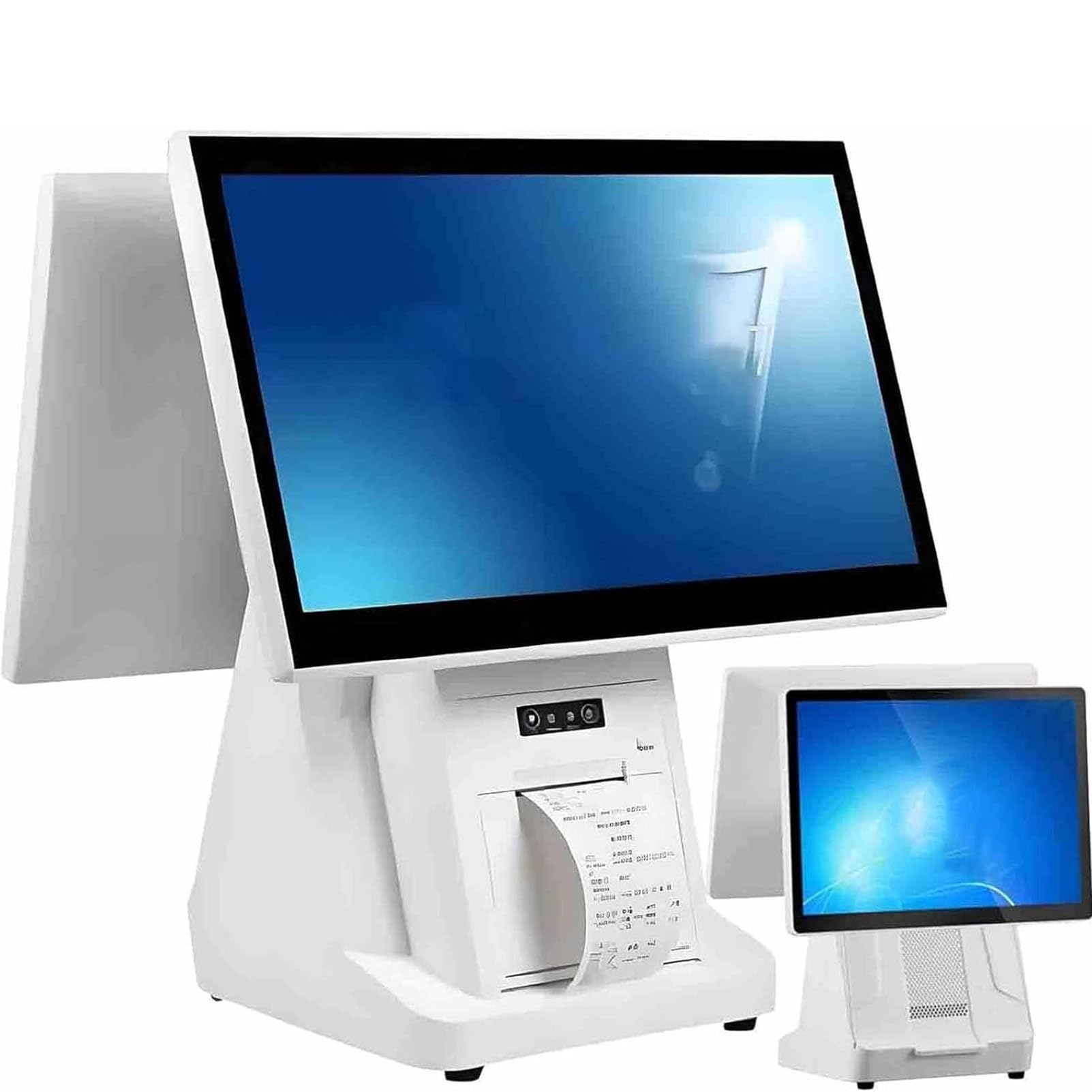 Sistemas Tpv para Restaurantes con Doble Pantalla TáCtil De 15,6 Pulgadas: Caja Registradora Todo En Uno para PequeñOs Negocios, 8 GB De Ram, 128 GB De Ssd DualScreen-A（80mm）
