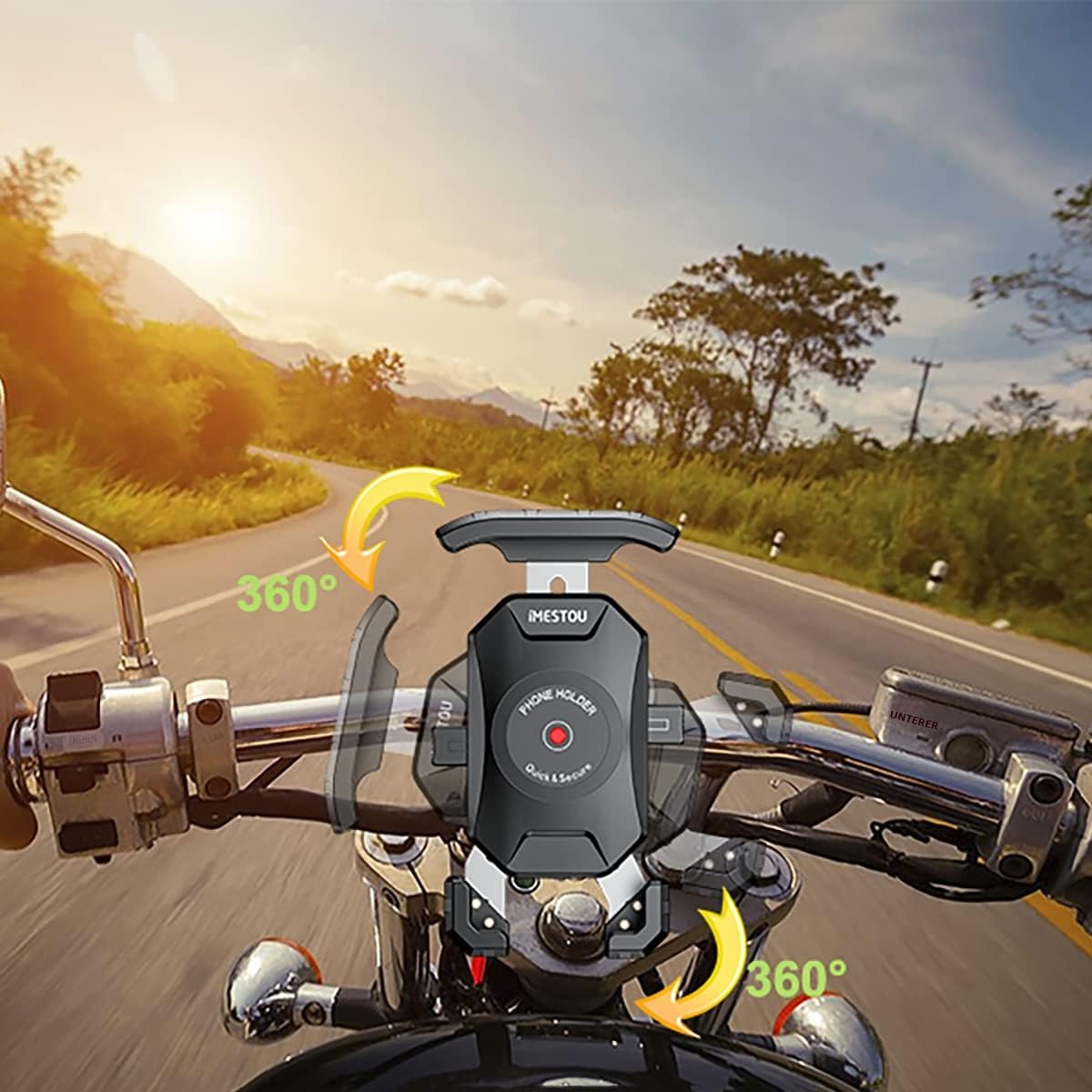 iMESTOU Anti-Diebstahl Motorrad Telefon Halterung Handlebar Ball Handy-Halter mit Aluminium 1" Ball Base 360 Rotation Universal für 4,0-7,0 Zoll Smartphones