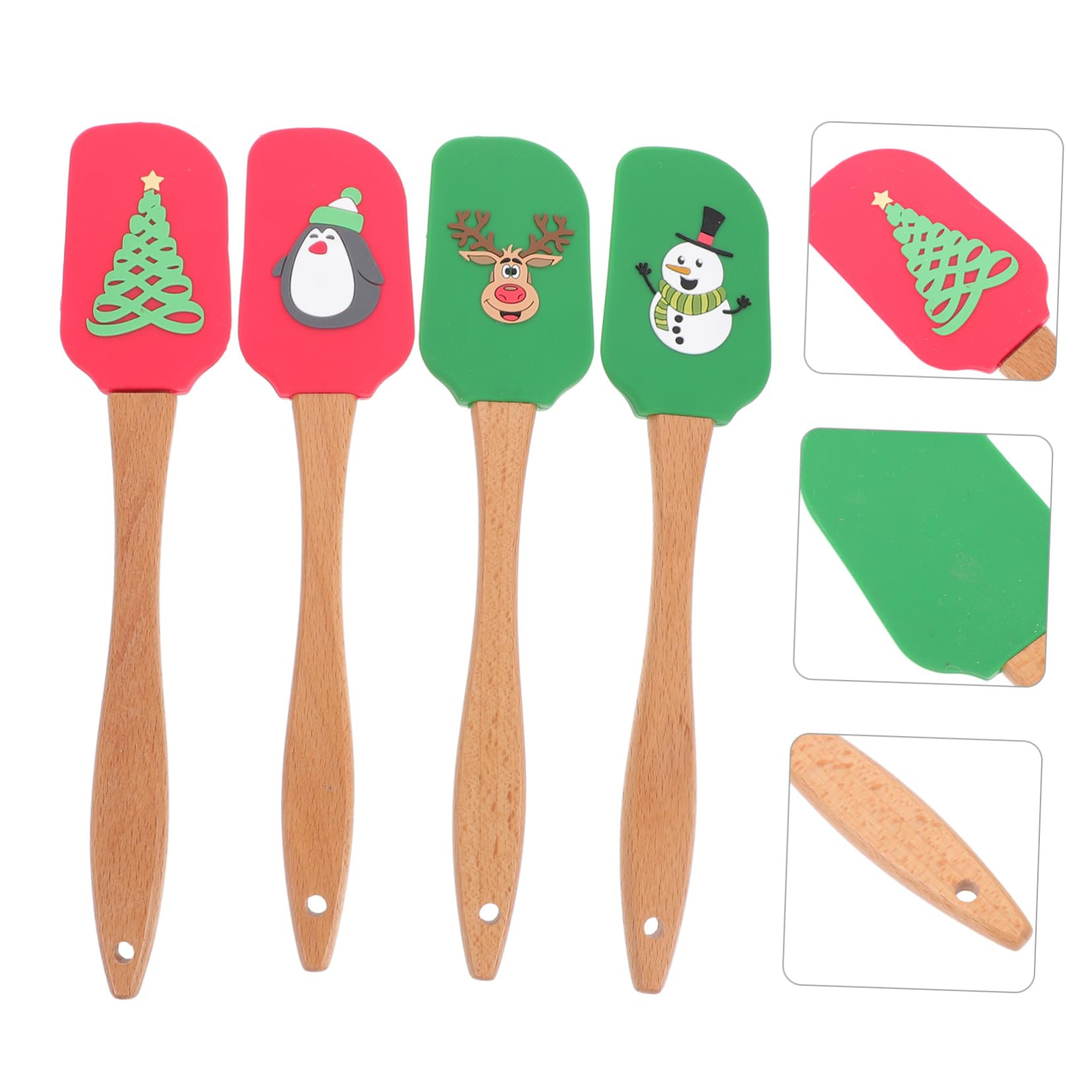 Set 4 Pezzi Spatola in Silicone Manico, Raschietto Pratico per Crema, Utensili da Cucina Resistenti e Facili da Appendere, per Dolci e Torte Colore Casuale