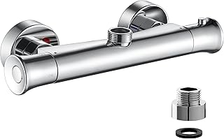 Comprar kisimixer Mezclador termostático de ducha cromado, latón sólido, válvula mezcladora de ducha termostática, mezclador de agua caliente y fría, control de temperatura constante para baño (Up-G 3/4)
