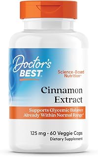 Doctors BEST Cinnamon Extract Cinnulin PF, Supports Glycemic Balance Already Within Normal Range, Non-GMO, Gluten Free, Vegan 60 Veggie Caps