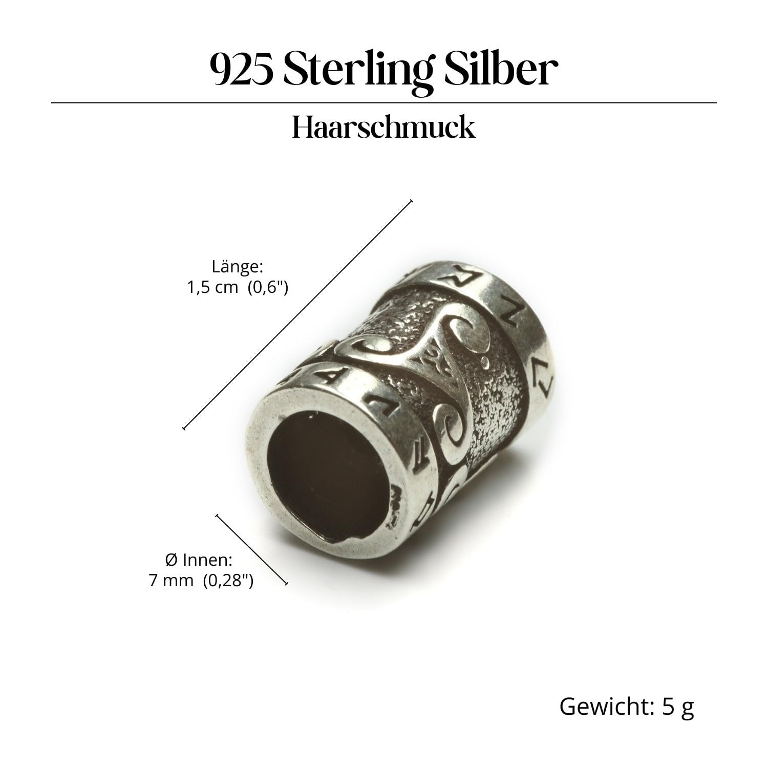 Triskel Haarperle 925 Sterling Silber keltischer Bartschmuck Bartperle Damen Herren Silberperle Triskelion Haarschmuck Dreadlocks