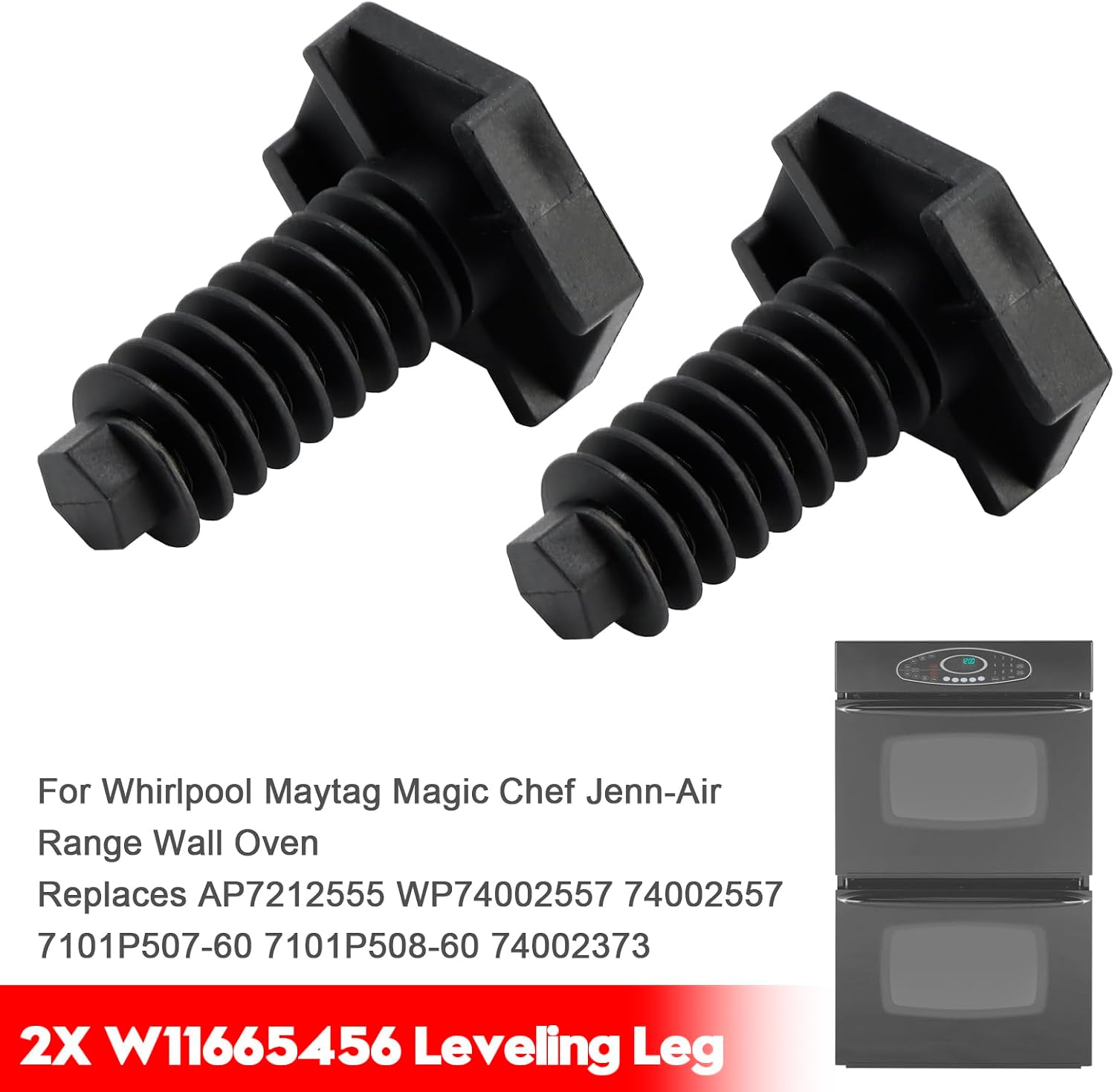 2Pack Upgrade W11665456 Leveling Leg Compatible with Maytag for Whirlpool for Jenn-Air Range Wall Oven Fits AP7212555, WP74002557, 74002557, 74002373