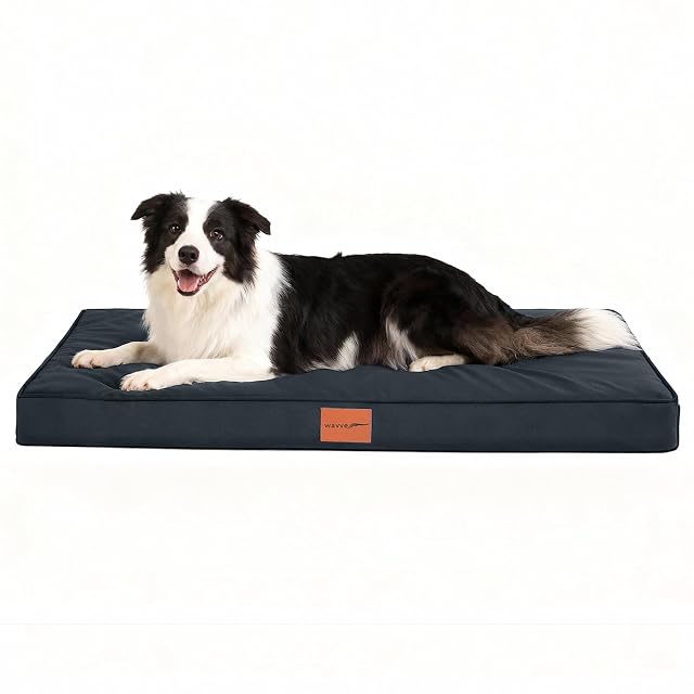 WAVVE Cama Perro Grande Ortopédica 91x69x7.6 cm, Colchon Perro Desenfundable Impermeable Lavable Irrompible