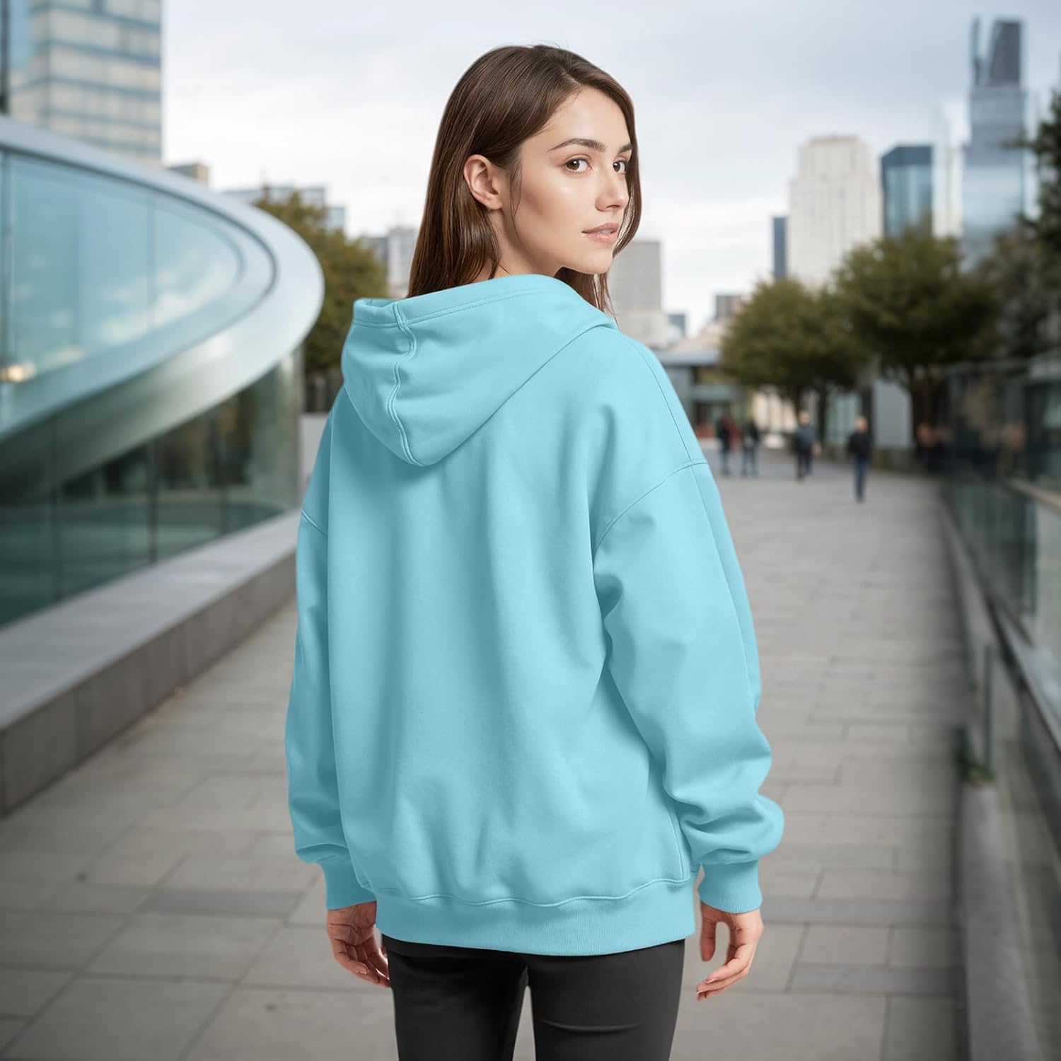 Women Hoodies Sweatshirts Sweaters Fleece Hooded Oversized Long Sleeve Crewneck Shirts Fall Winter Outfits Pocket - Image 2