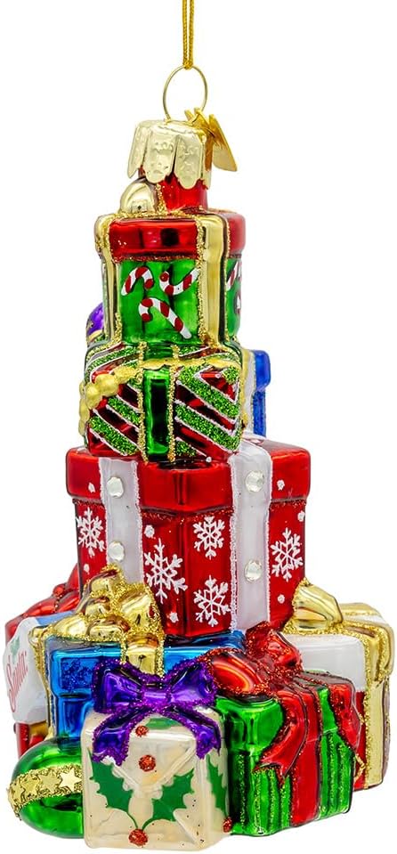 Kurt Adler 4.5" Bellissimo Glass Stacked Presents Ornament. - Image 4