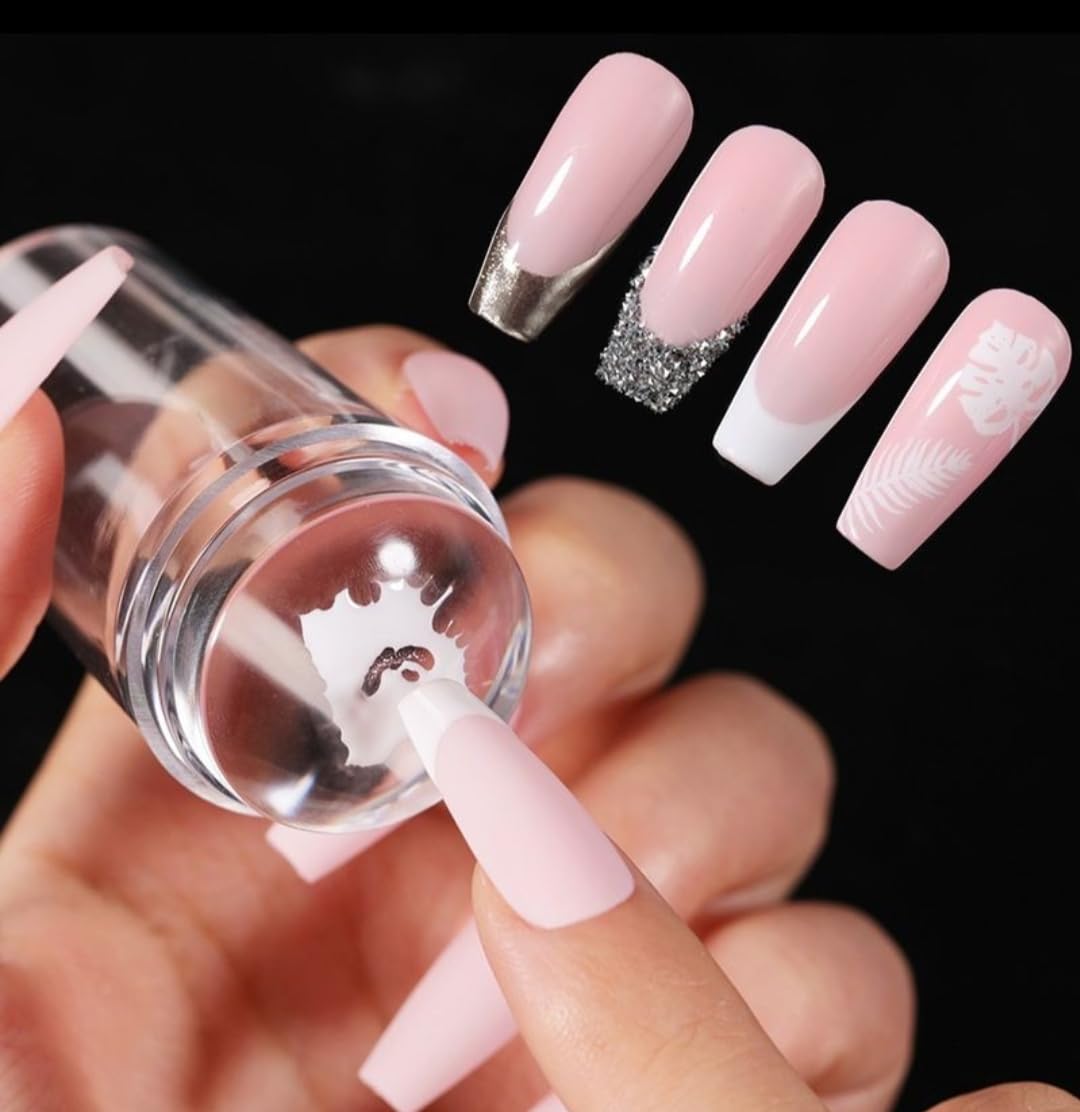 Soft Silicone Jelly Nail Stamper Tool Nail Art Stamper Kit for French Nail (Transparent) 1
