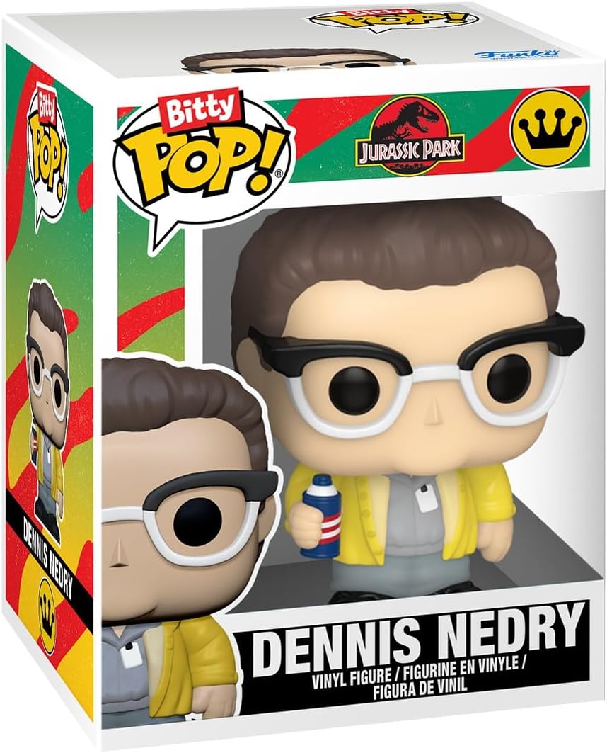 Funko Bitty Pop! Jurassic Park: Mr. DNA, Dilophosaurus Fossil, Dennis Nedry, and Dilophosaurus, with a 1 in 6 Chance for a Surprise Figure - 0.9 Inch (2.2 Cm) Collectable - Gift Idea - Cake Topper