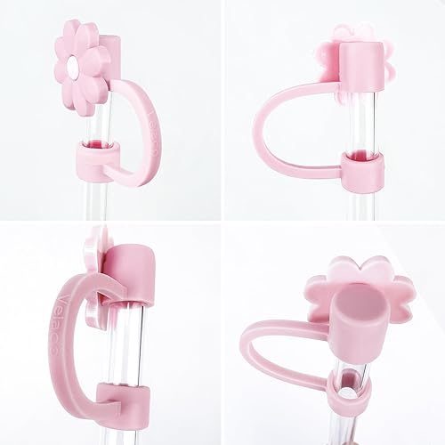 Miniatura 7 de 5 tapas de silicona para popote y 2 accesorios de dije de letra A, cadenas con letra inicial A para vaso Stanley 20, 30, 40 onzas con asa