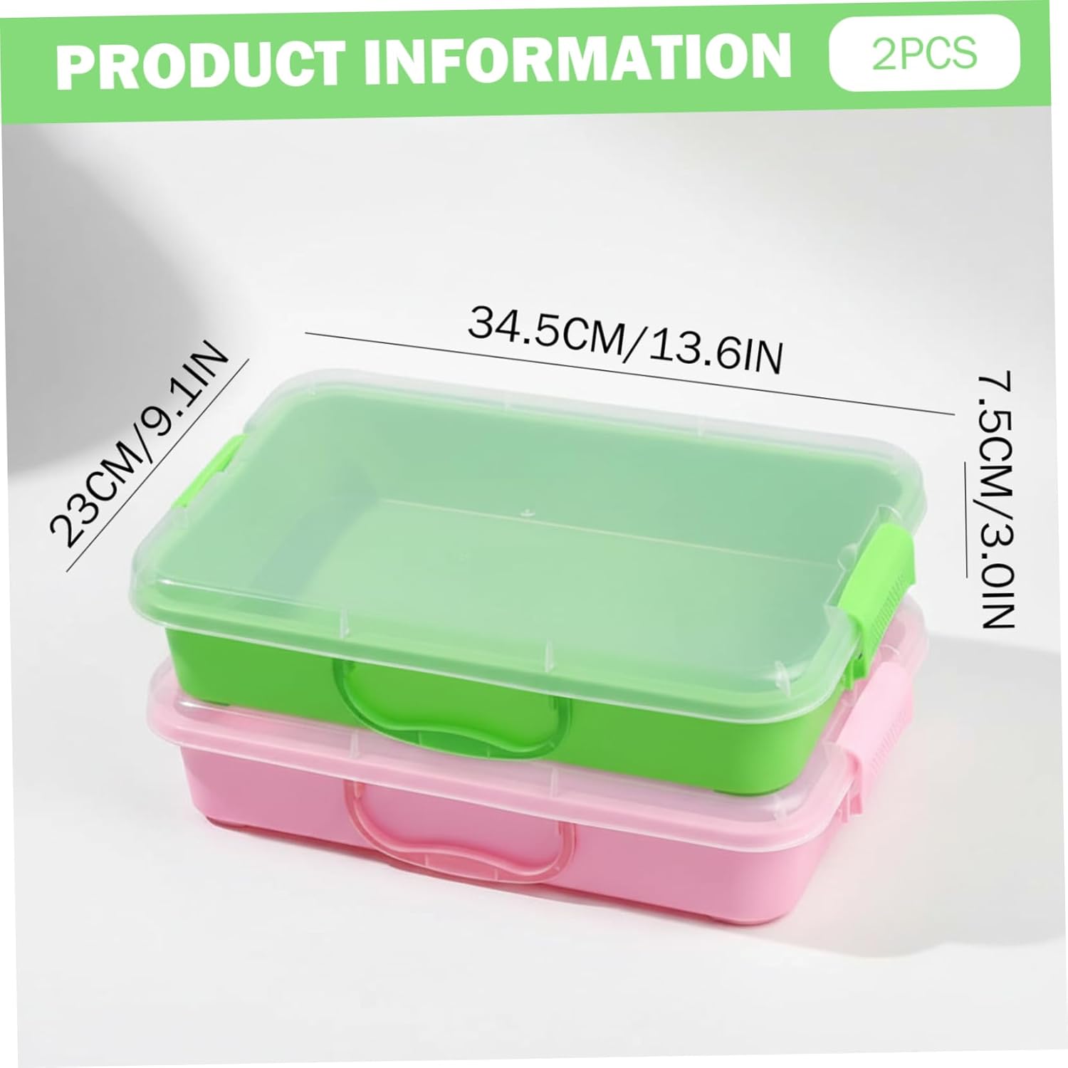 Play Tray 2-Pack, Sensory Play Tray with Handle & Clear Lid, Portable Activity Bin for Sand, Water, and Messy Plays