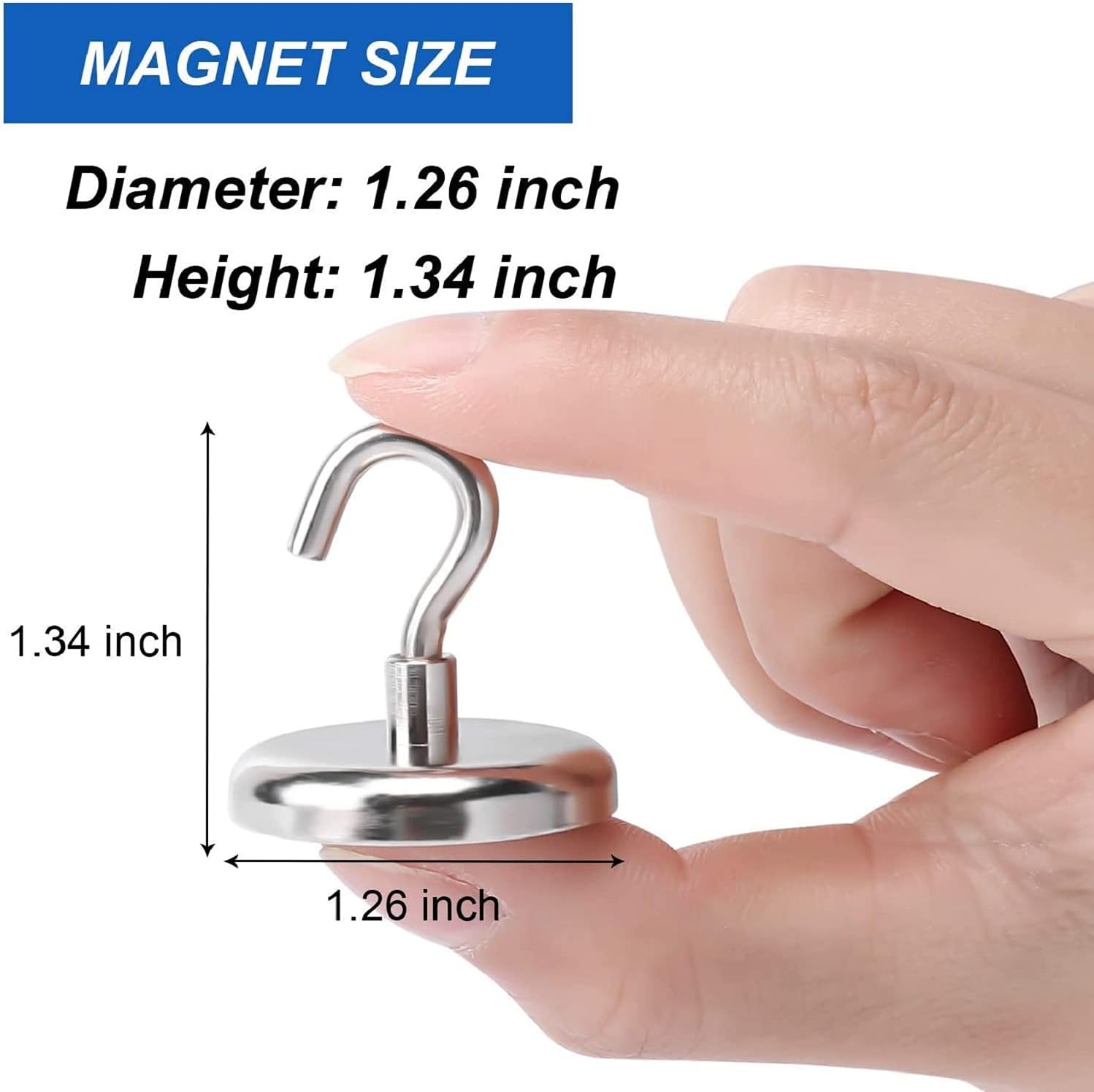 LOVIMAG Strong Magnetic Hooks, 100LBS Magnetic Hooks Heavy Duty for Home, Kitchen, Workplace, Office etc, 32mm(1.26inch) in Diameter, 34mm(1.34inch) in Height- 4pack : Industrial & Scientific