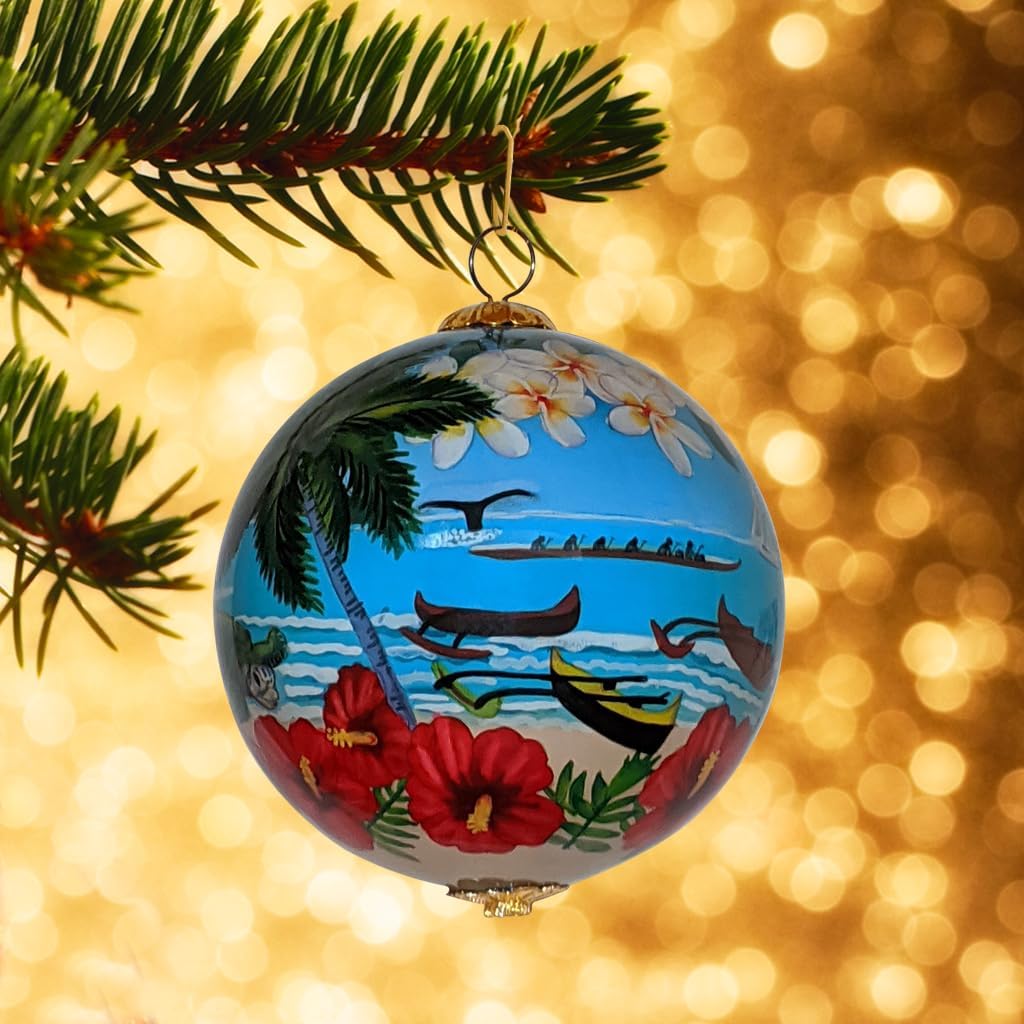 Maui Beach Life Collectible Hawaiian Ornament Hand-Painted Glass with Gift Box NB/M - Image 9