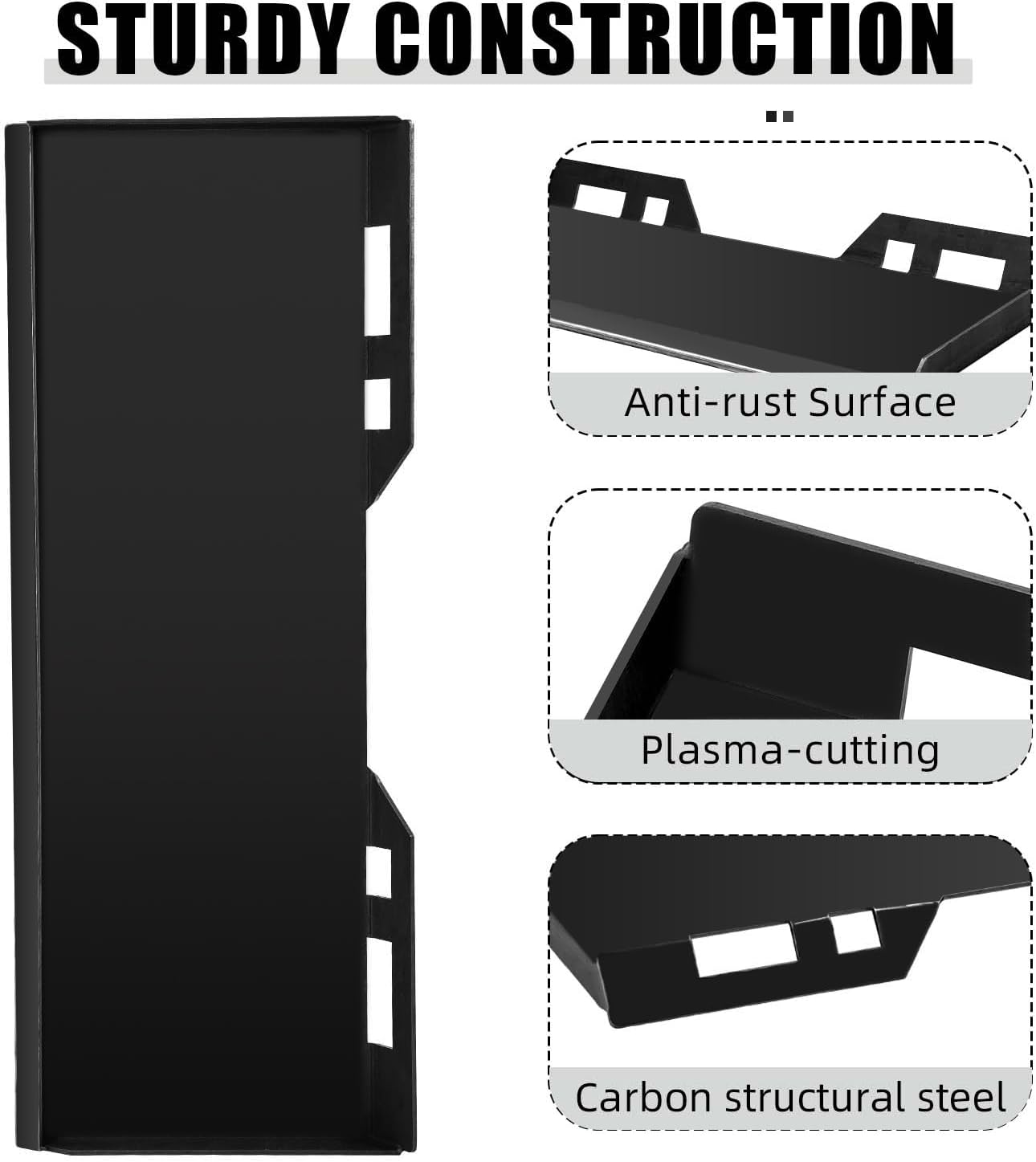 1/2" Thick Universal Quick Attach Mount Plate, Heavy Duty Skid Steer Mount Plate Attachment Easy to Weld or Bolt to Different Accessories
