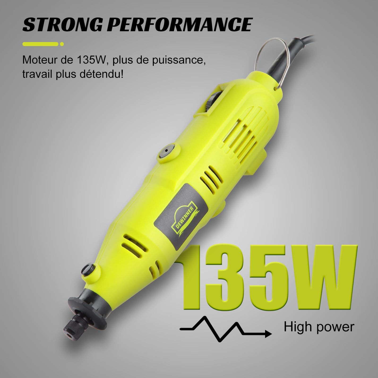 DEWINNER 233pcs Utensili Rotanti Multifunzione, 135 W Mini Utensile Rotante Elettrico Fili a 6 Velocità Variabile, Mandrino Universale, Ideale per Tagliare, Incidere, Lucidatura, Trapano, ecc.