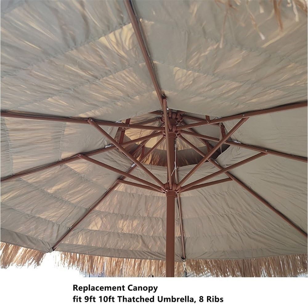 Thatched Umbrella Replacement Canopy 9ft 10ft Beach Parasol Top Hawaiian Tiki Umbrella Replacement Cloth, 8 Ribs, Canopy Only(2.7m/9ft)