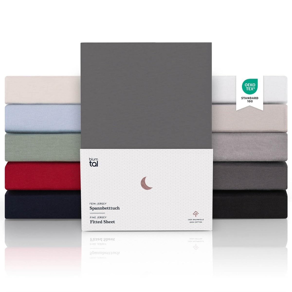 Blumtal Premium Spannbettlaken 90x200cm - Superweiches 100% Baumwolle Spannbetttuch, bis 25cm Matratzenhöhe, Anthrazit