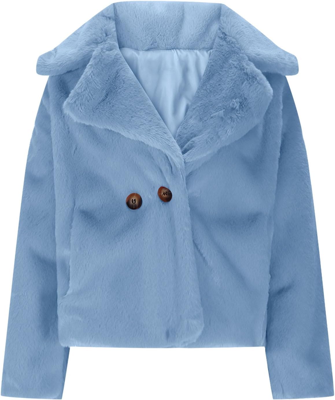 Womens Faux Fur Jackets Cropped Button Down Winter Jacket Warm Long Sleeve Fuzzy Shaggy Cardigan Lapel Fake Fur Coats