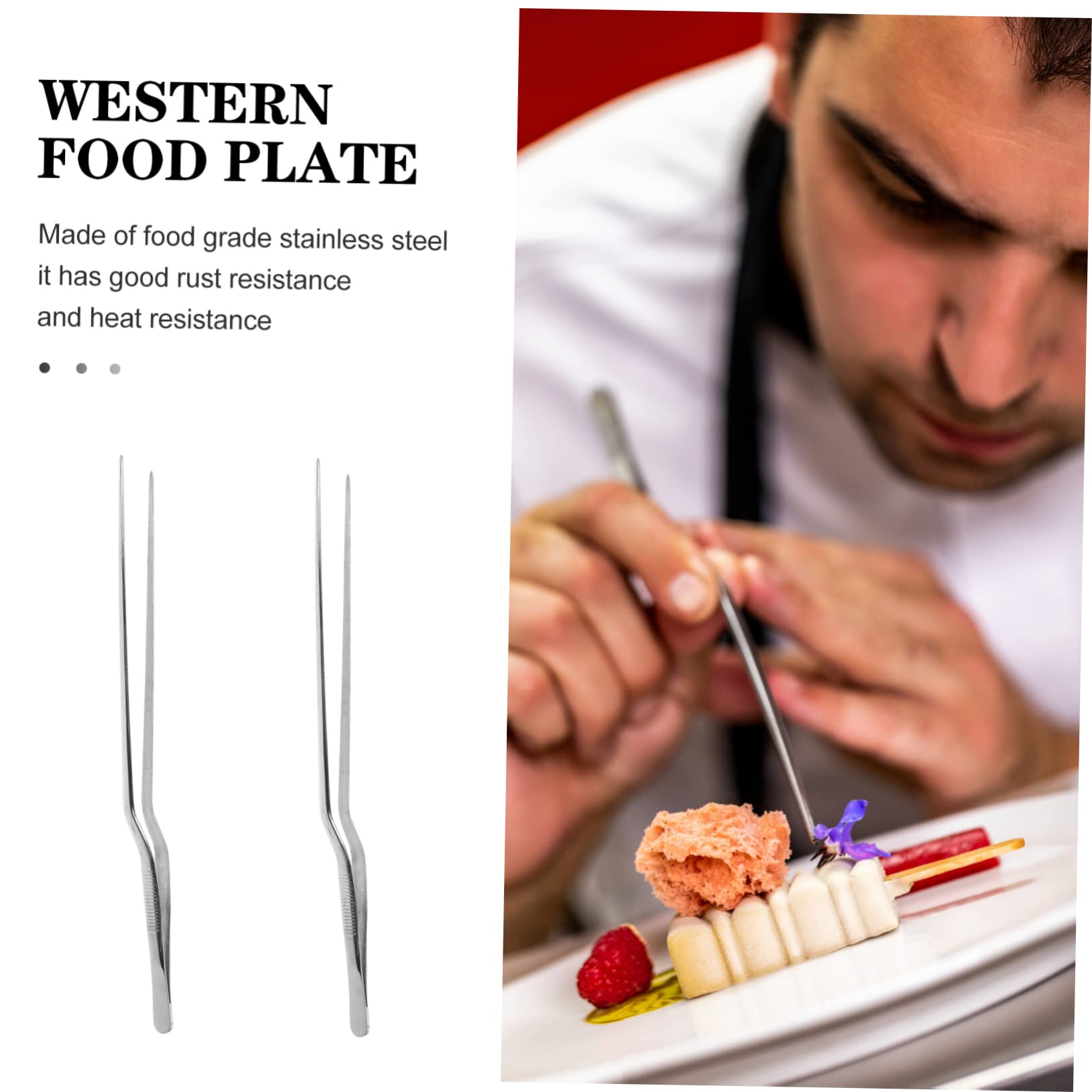 SOLUSTRE 4pièces Pince à Cuisine Acier Outil De Cuisine Pour Dresser Et Décorer Plats Résistante Chaleur Et Facile à Nettoyer