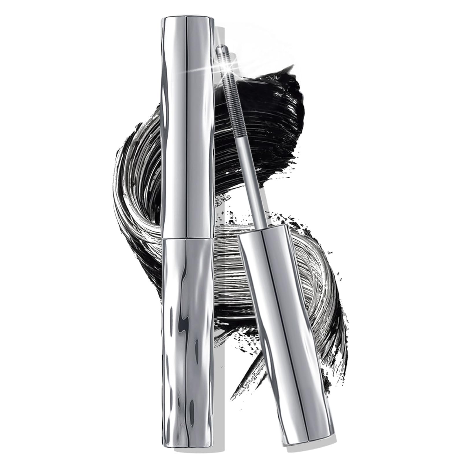 Iron Eye Mascara,Waschbare Metal Wand Mascara - Schwarz Wimperntusche 3D Super Curling,Lang anhaltendes Volumen & klumpenfrei mit wischfesten Pigmenten-(2Pack)