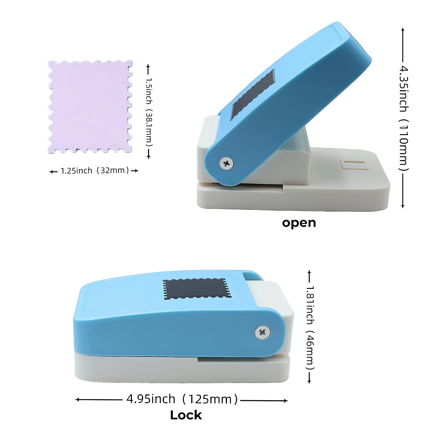 1.5X1.25inch Rectangular Postage Stamp Punch Ware Rectangle Craft Lever Punch Handmade Paper Punch for Crafting Scrapbooking Cards,DIY Cards Making