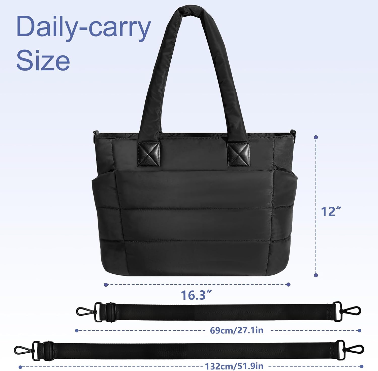 Tote Bag for Women Puffer Tote Bag Large Nurse Bags Shoulder Handbag with Zipper for Work Travel - Image 4