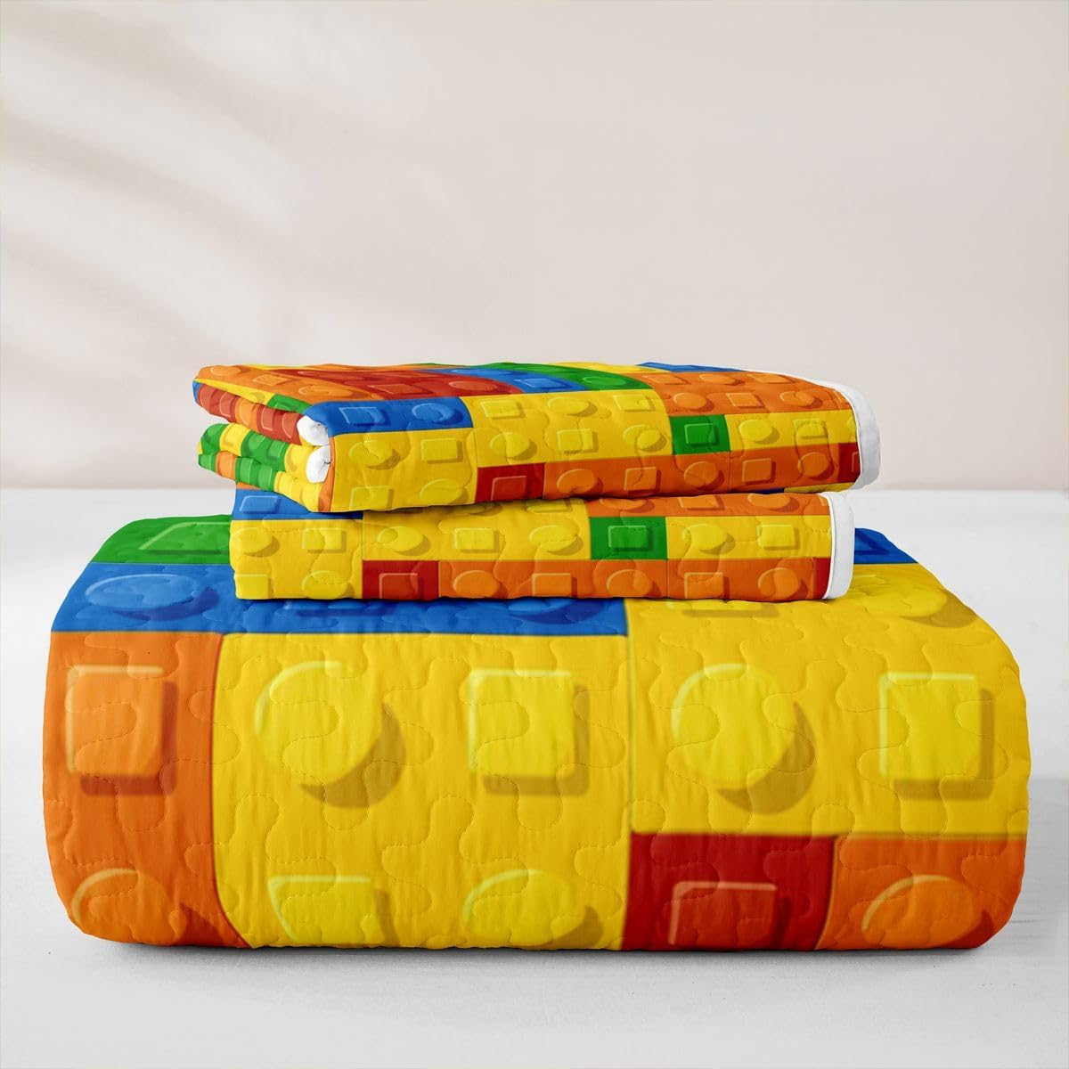 Feelyou Building Blocks Bedspreads Full Size Toy Geometric Rectangle Quilt image 4