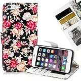 iPhone 6 Plus Case, Cellularvilla iPhone 6S Plus slim fit wallet protective case with kick stand PU leather flip cover, drop protection, 3 card slots For Apple iPhone 6 6S Plus 5.5 inch Rose Flower