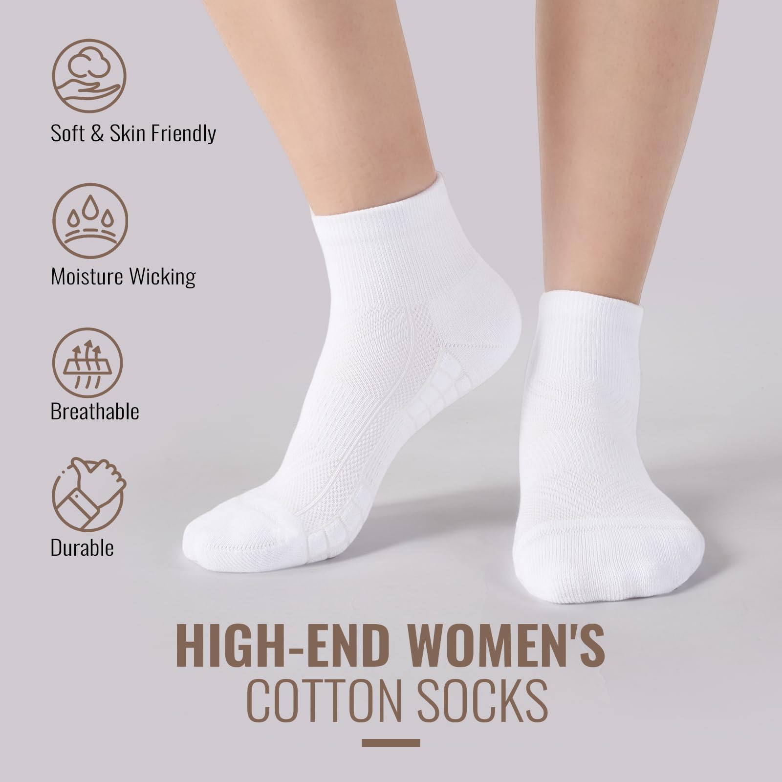 SukModen Ankle Running Socks Womens, 6/12 Pairs Cushioned Athletic Sport Quarter Socks Moisture Wicking Light Compression - 3