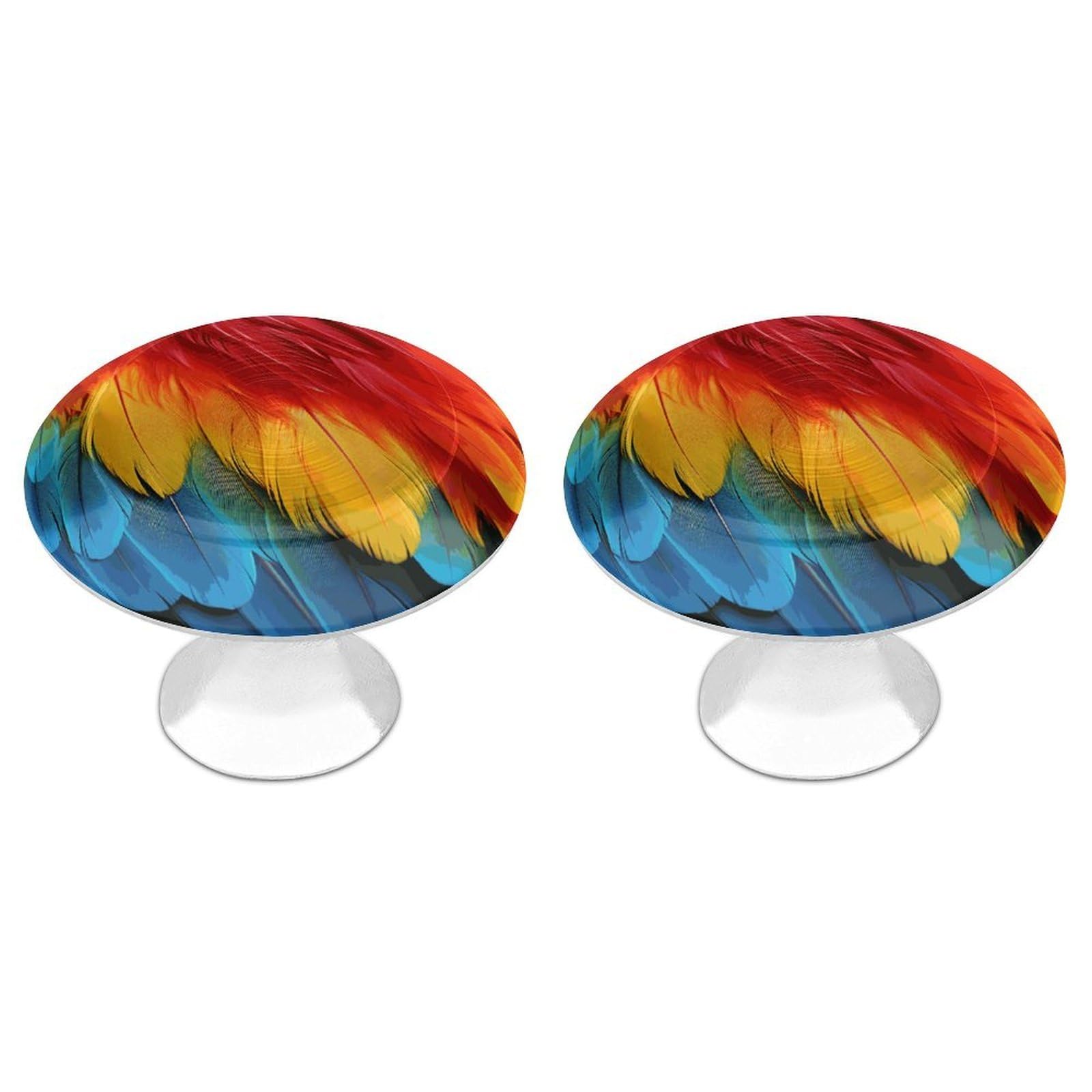 Vstadank Style Fantastic Parrot Feather Drawer Knob Round Dresser Sturdy Drawer Pulls With Mounting Screws Kitchen Stainless Steel Modern Decorative Handles For Cupboard Closet Bathroom