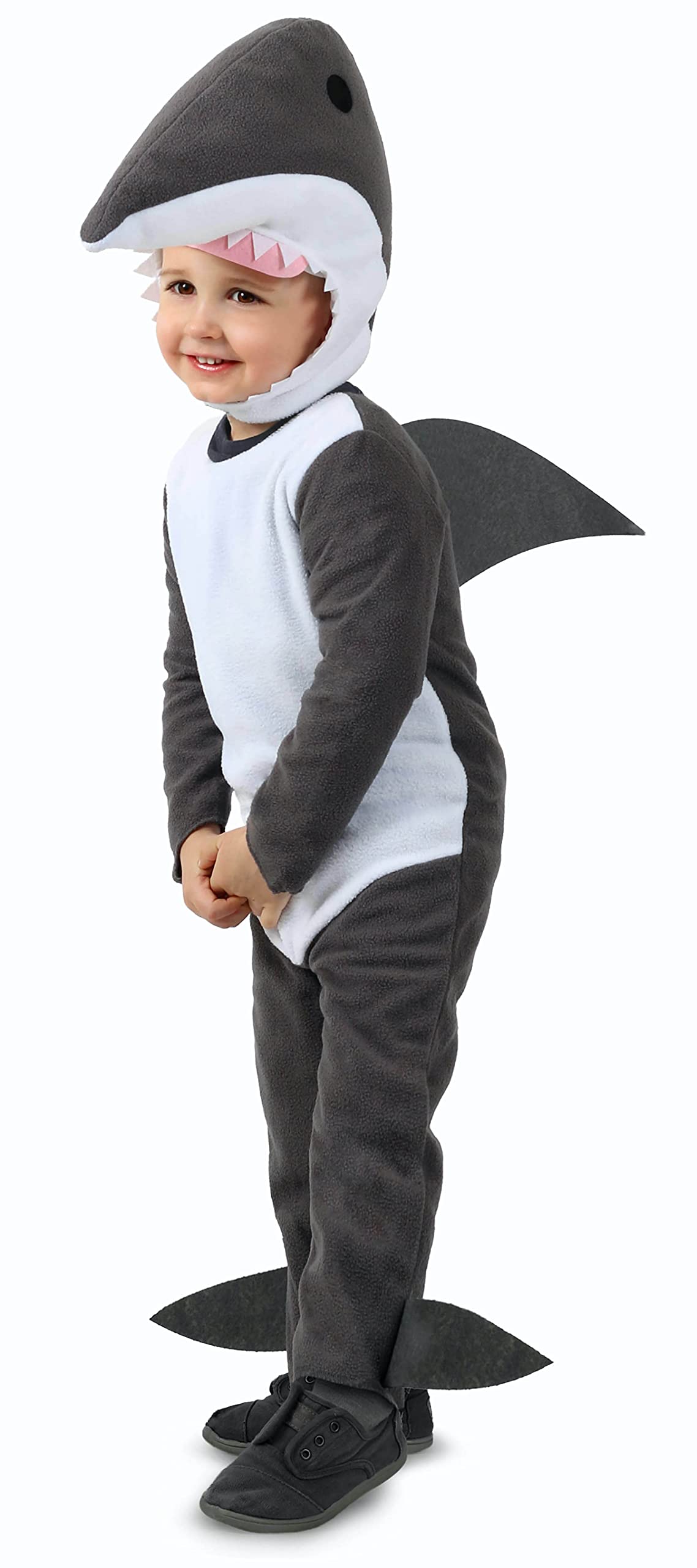 Rubies Kids Finn The Shark Costume - Grey Plush Jumpsuit With Hood For Halloween & Dress-Up