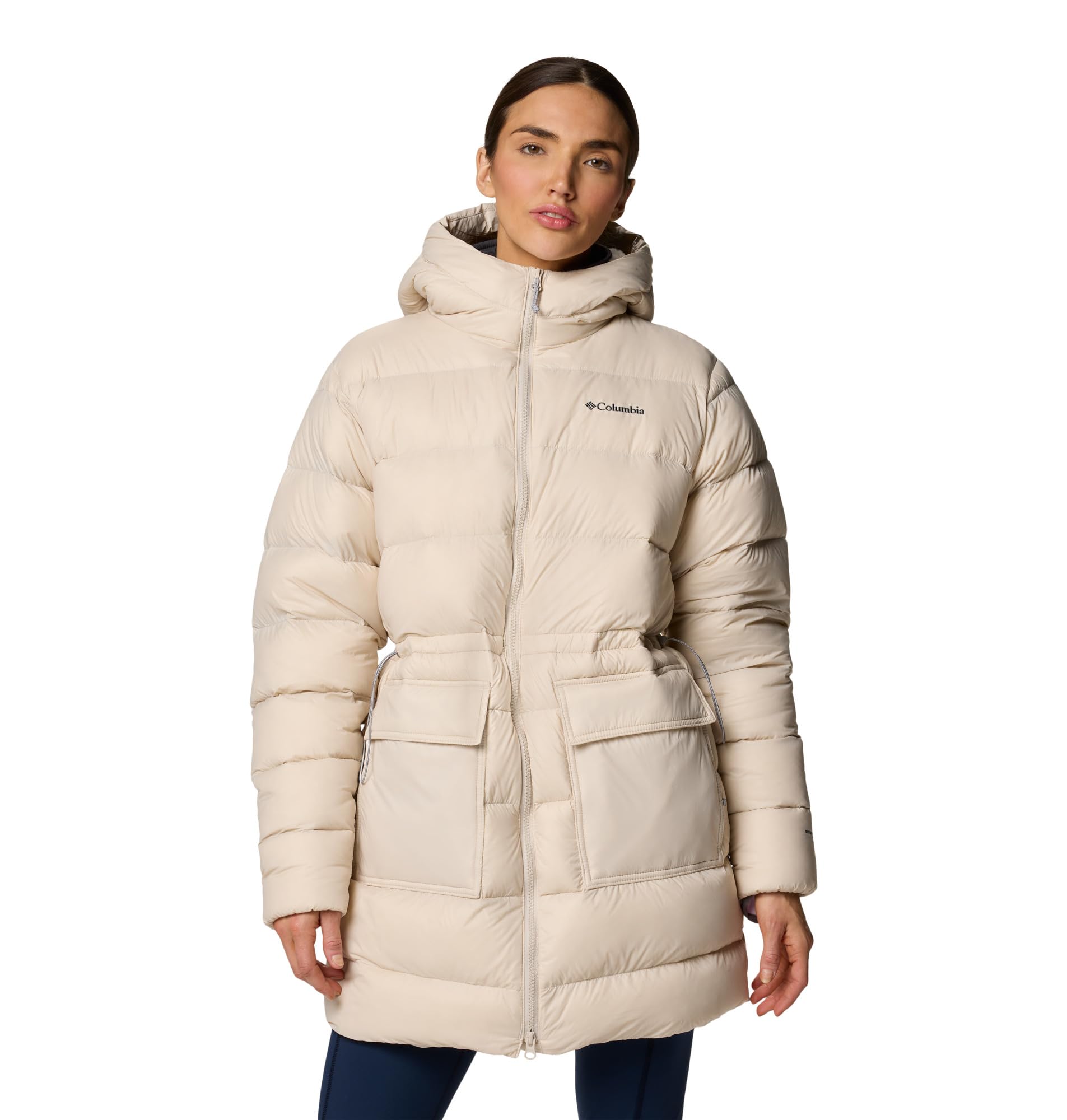 Columbia Women's Harmony Falls Mid Down Jacket, Puffer Down Jacket, Dark Stone, Large
