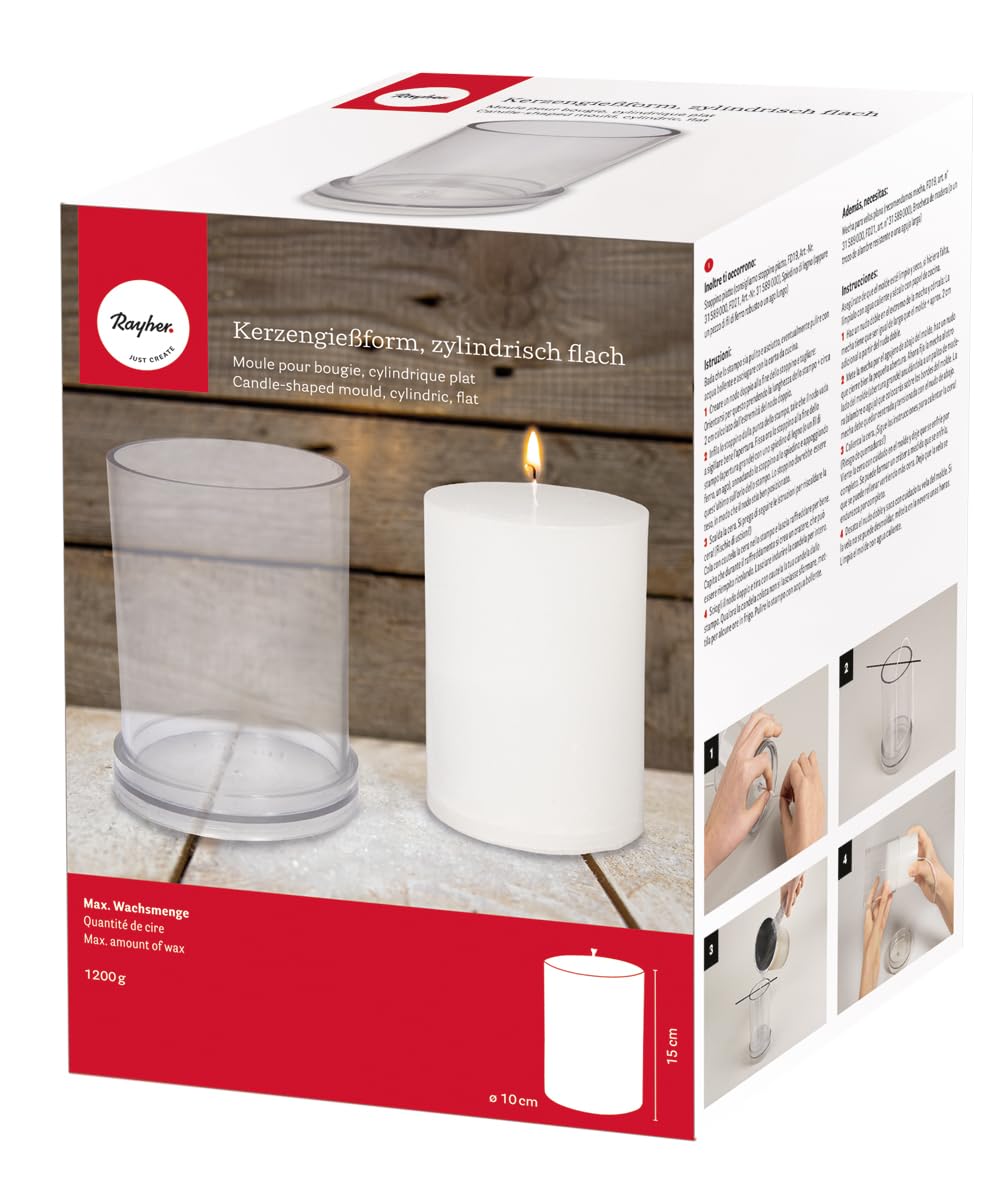Rayher 31660000 Candle Mould, Cylindrical Flat, 10 cm Diameter, Height 15 cm