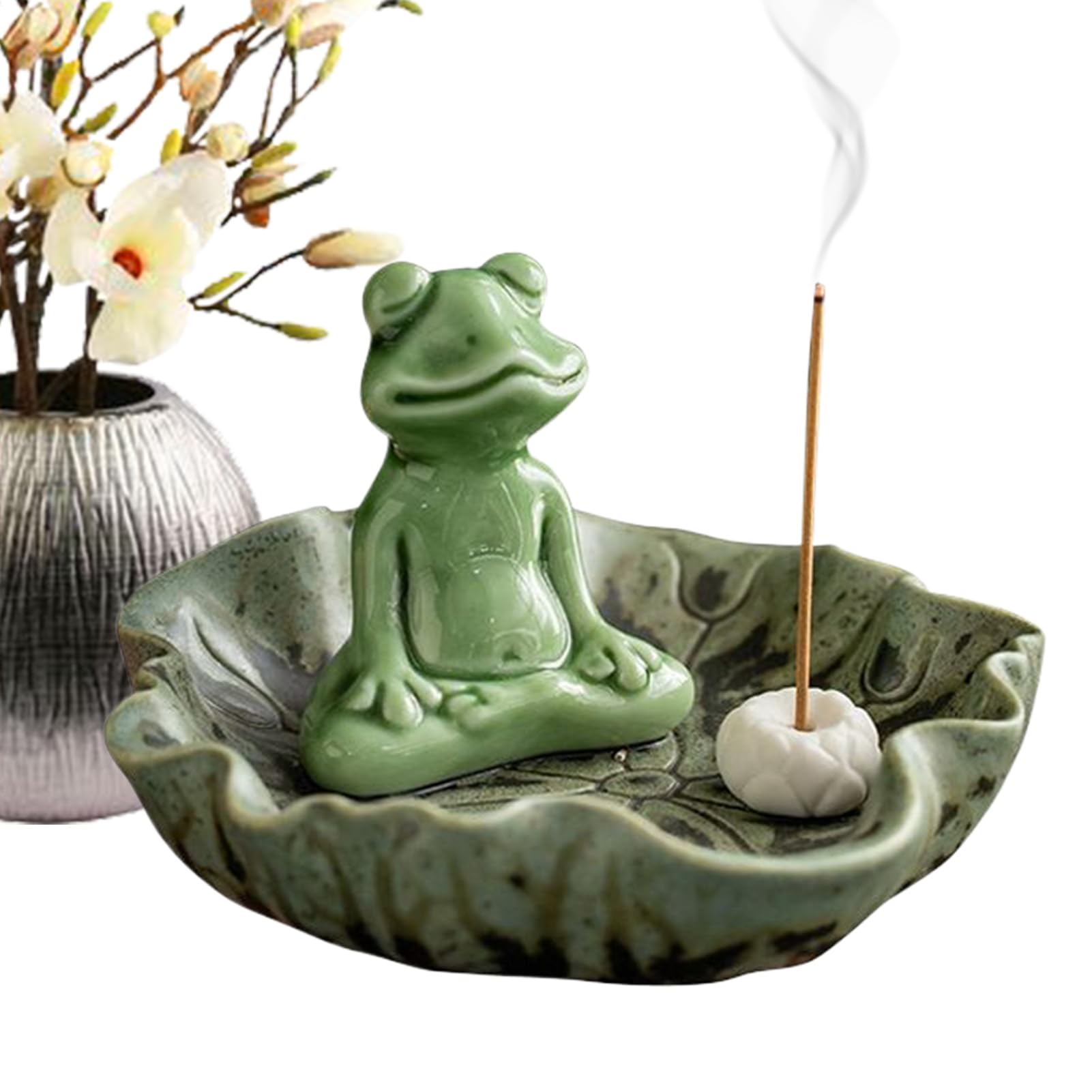 Porte-encens grenouille en céramique artisanale pour salon