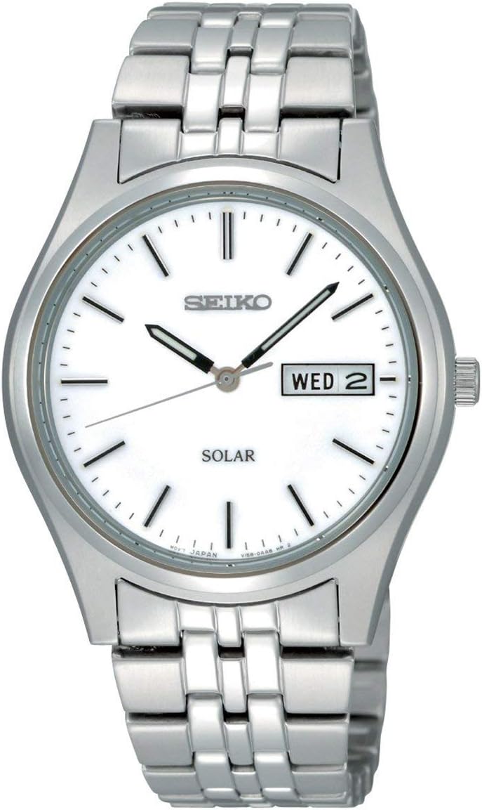 Seiko Men's Analog Solar Powered Watch with Stainless Steel Strap SNE031P1