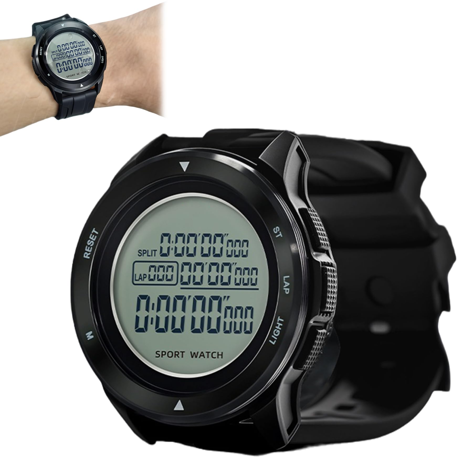 Cronometro multifunzionale con display luminoso, timer da polso regolabile per nuoto sportivo e corsa