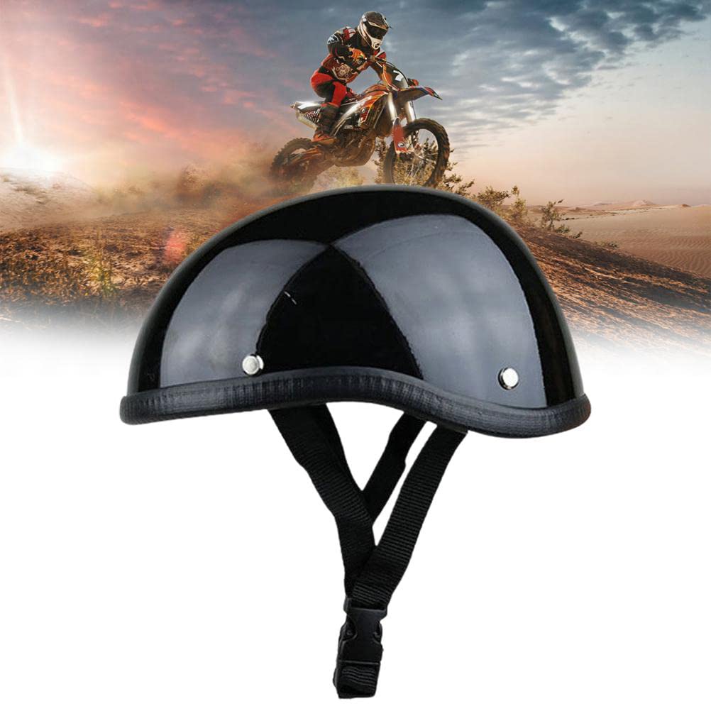 Casco Mezzo Moto Vintage, Casco KIMISS Retro Open Face Scooter Summer Half Face Helme Half Shell Helmet per Cruiser Scooter Riders (Nero brillante)