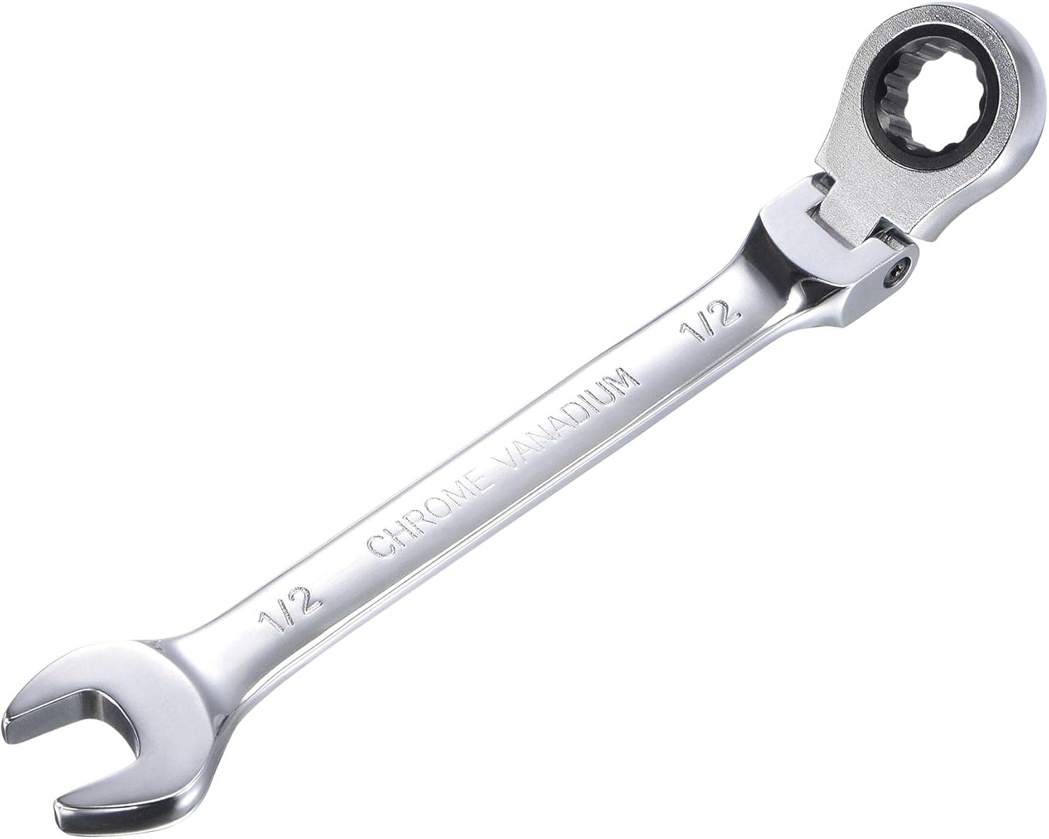 uxcell 1/2 Inch Flex-Head Ratcheting Combination Wrench SAE 72 Teeth 12 Point Ratchet Box Ended Spanner Tools, Cr-V